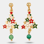 Orecchini in Metallo albero di Natale con stelle colorate