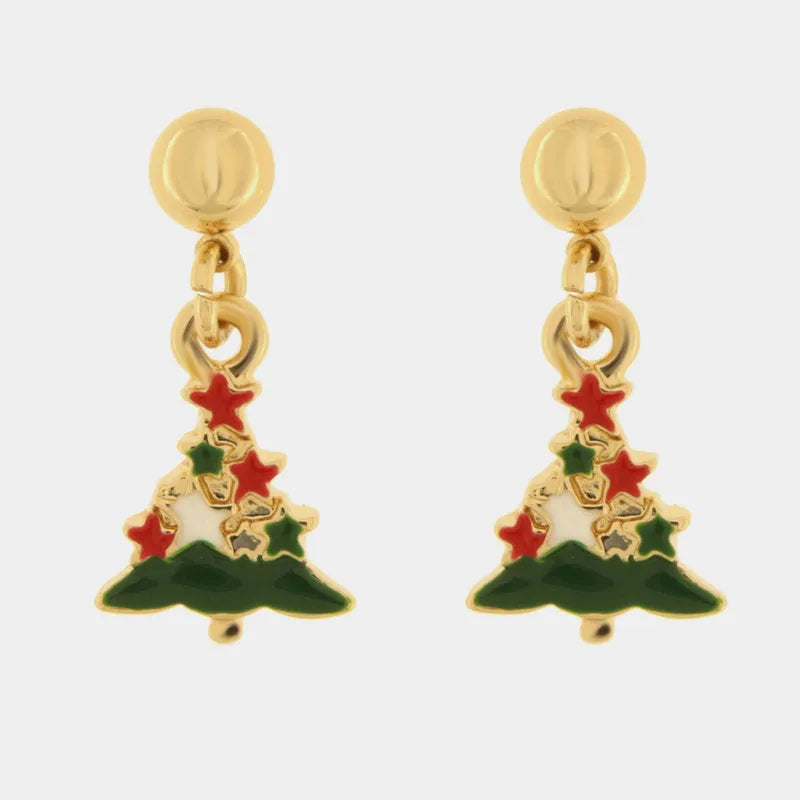 Metal Earrings with Christmas Tree