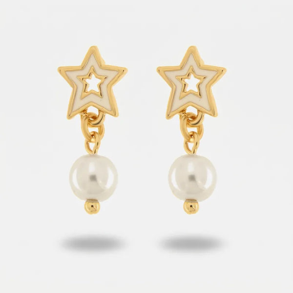 Orecchini in Metallo stella bianca e perla