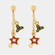Orecchini in Metallo stella rossa e vischio