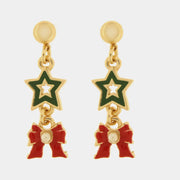 Orecchini in Metallo stella verde e fiocco rosso