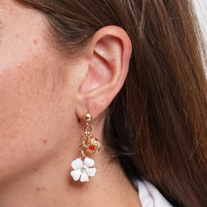 Orecchini in Metallo con fiori pendenti e charms