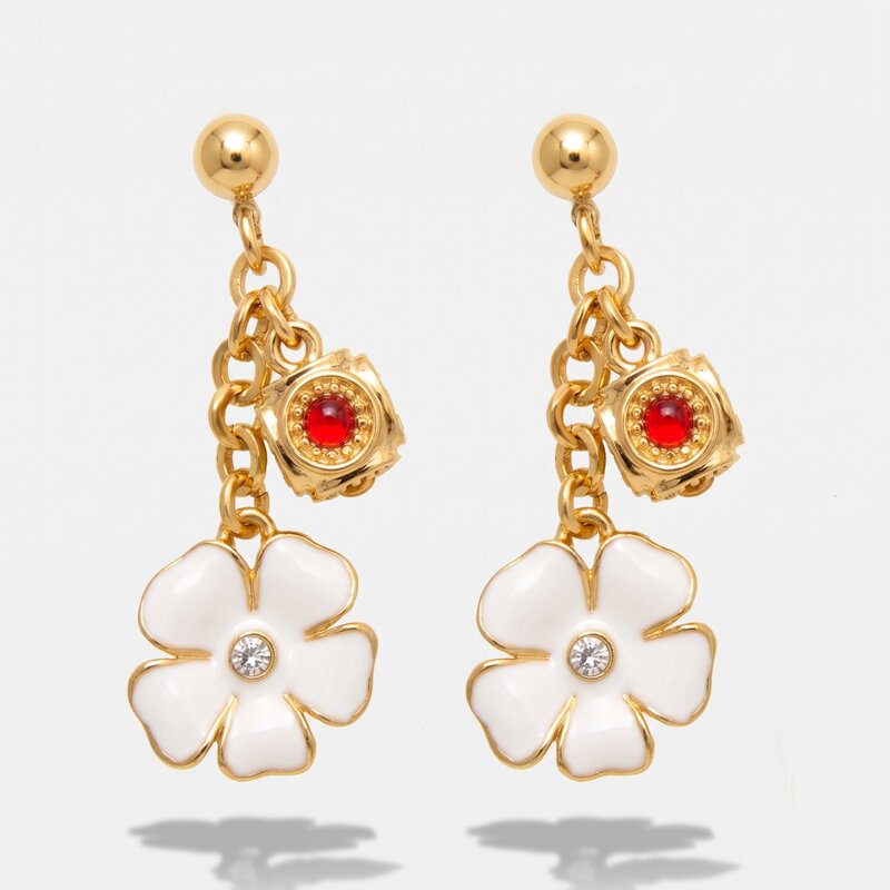 Orecchini in Metallo con fiori pendenti e charms - BYSIMON gioielli