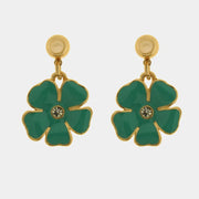 Orecchini in Metallo con fiordi pendenti impreziositi da smalto verde
