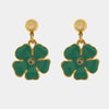 Orecchini in Metallo con fiordi pendenti impreziositi da smalto verde