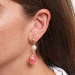 Orecchini in Metallo con perle e rose rosse pendenti CAPRI - gioiello BySimon