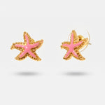 Orecchini in Metallo a forma di stella marina con smalto rosa BYS - gioiello BySimon