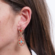 Orecchini in Metallo a goccia con stelle marine rosse