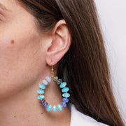 Orecchini in Metallo cerchio pietre dure turchese blu placcato oro donna