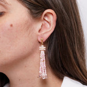 Orecchini in Metallo nappa cristalli rosa gocce champagne placcato oro