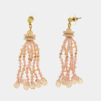 Orecchini in Metallo nappa cristalli rosa gocce champagne placcato oro