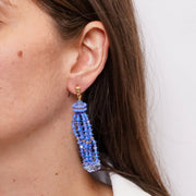 Orecchini in Metallo nappa cristalli blu gocce placcato oro donna