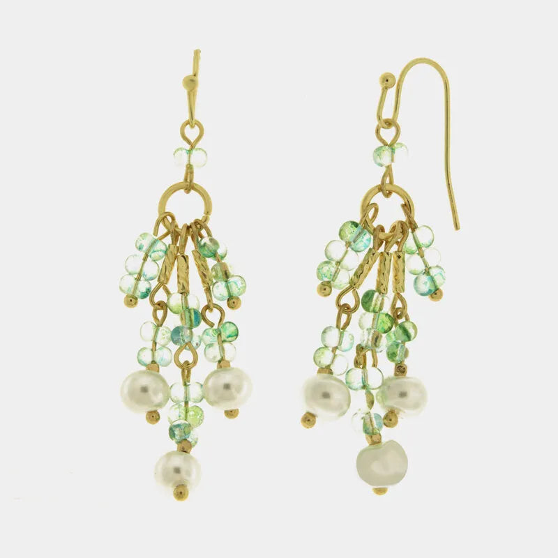 Orecchini in Metallo chandelier cristalli verdi placcato oro donna