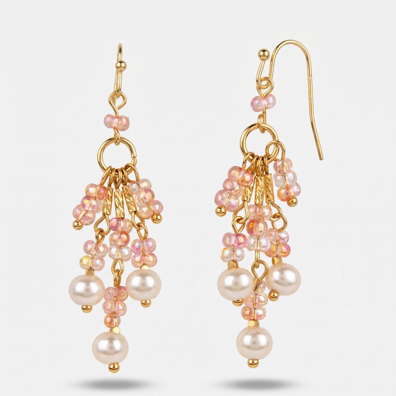 Orecchini in Metallo chandelier cristalli champagne placcato oro donna - BYSIMON gioielli
