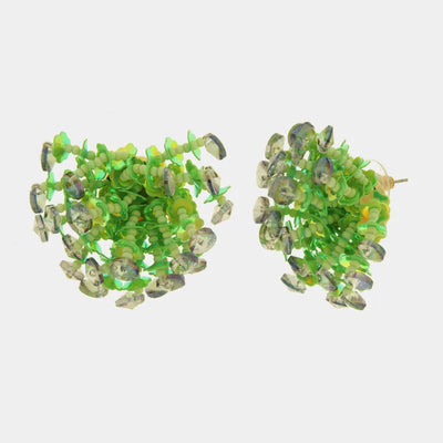 Orecchini in Metallo donna paillettes verde iridescenti brillanti