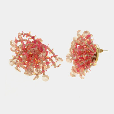 Orecchini in Metallo donna paillettes rosa corallo iridescenti