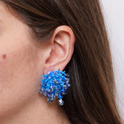 Orecchini in Metallo lobo paillettes blu elettrico iridescenti