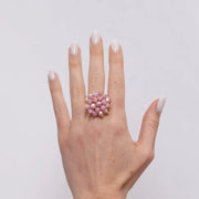 Anello in Metallo donna cluster cristalli rosa antico placcato oro