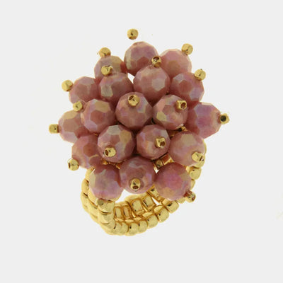 Anello in Metallo donna cluster cristalli rosa antico placcato oro AMOVENEZIA - gioiello BySimon