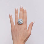 Anello in Metallo donna cluster cristalli grigio azzurro placcato AMOVENEZIA - gioiello BySimon