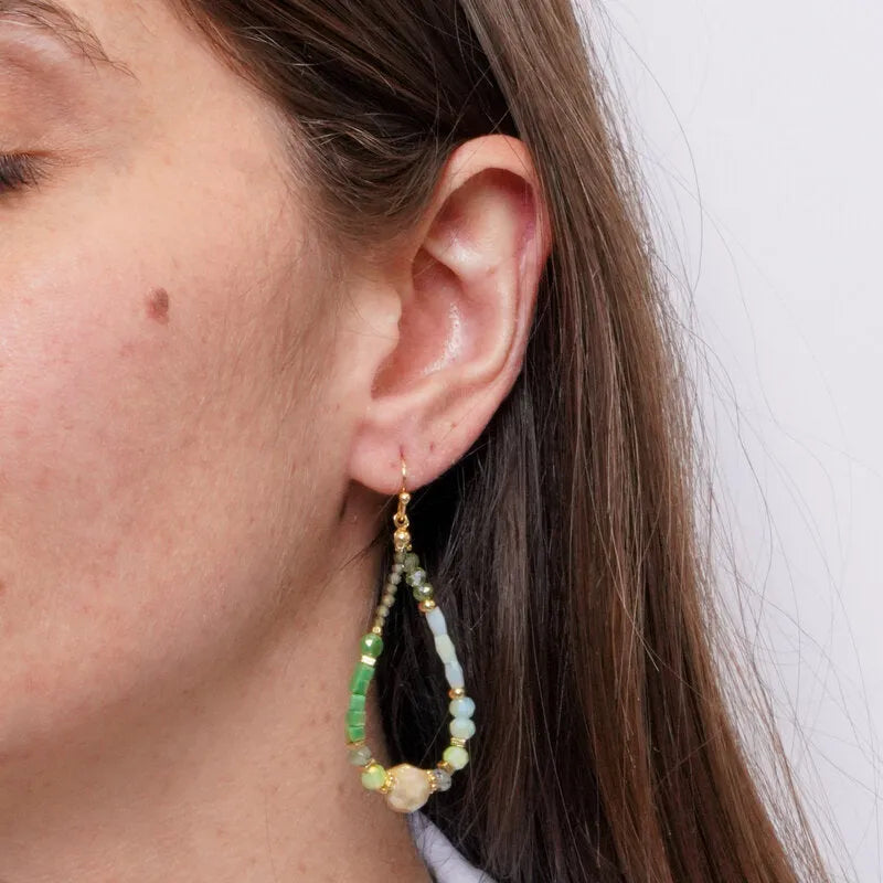 Orecchini in Metallo a goccia verdi placcati oro donna regalo elegante