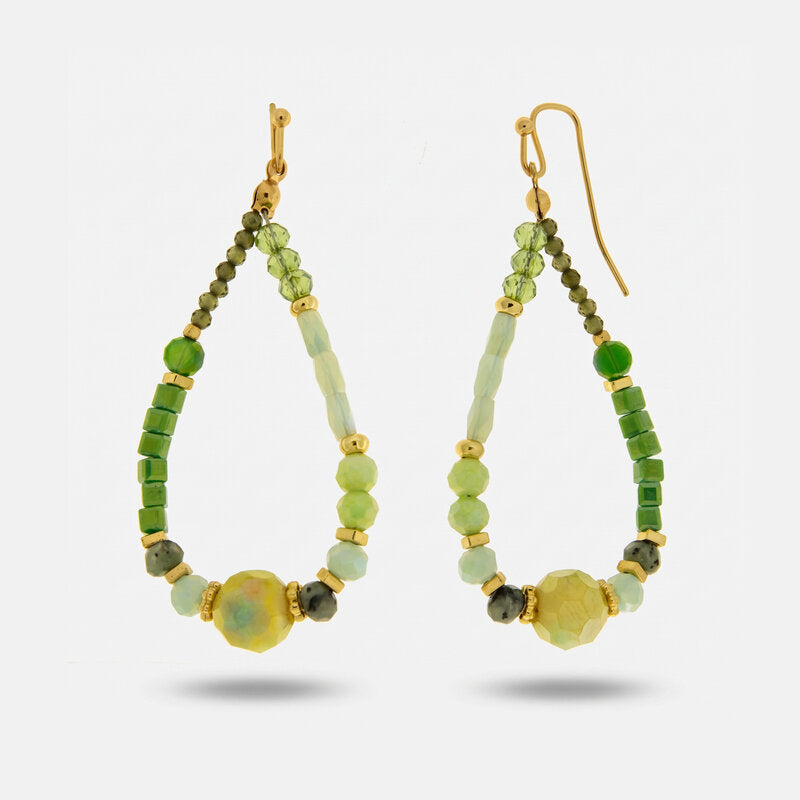 Orecchini in Metallo a goccia verdi placcati oro donna regalo elegante - BYSIMON gioielli