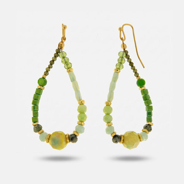 Orecchini in Metallo a goccia verdi placcati oro donna regalo elegante - BYSIMON gioielli