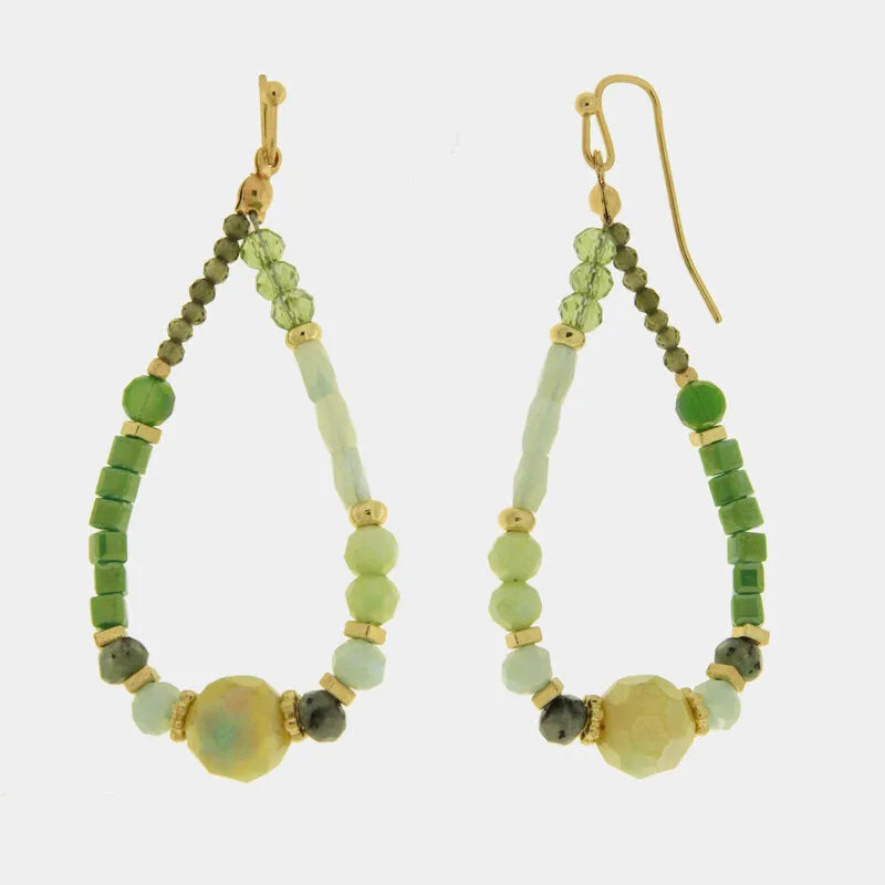 Orecchini in Metallo a goccia verdi placcati oro donna regalo elegante