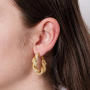 Women's Hoop Earrings in gold metallic mesh braided design