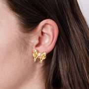 Orecchini in Metallo donna a forma di fiocco con design ricamato e cristalli luminosi