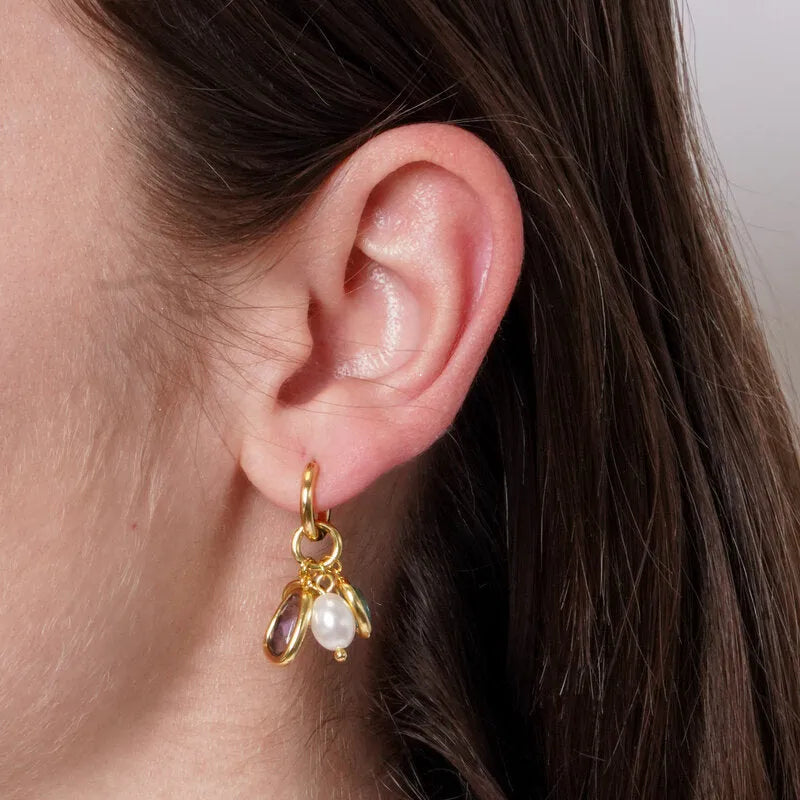 Orecchini in Metallo pendenti donna con charm decorati da cristalli oleografici colorati