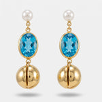 Orecchini in Metallo cristallo azzurro con sfera - BYSIMON gioielli