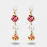 Orecchini in Metallo cristalli rosa e perla - BYSIMON gioielli