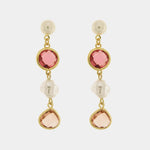 Orecchini in Metallo cristalli rosa e perla - BYSIMON gioielli