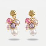 Orecchini in Metallo cristalli rosa e perle - BYSIMON gioielli