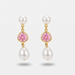 Orecchini in Metallo cristalli rosa e perla - BYSIMON gioielli