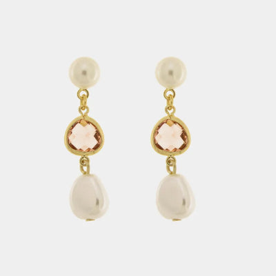 Orecchini in Metallo cristalli rosa e perla - BYSIMON gioielli