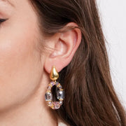 Orecchini in Metallo a cerchio con cristalli rosa - BYSIMON gioielli