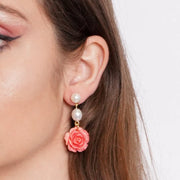 Orecchini in Metallo fiore corallo
