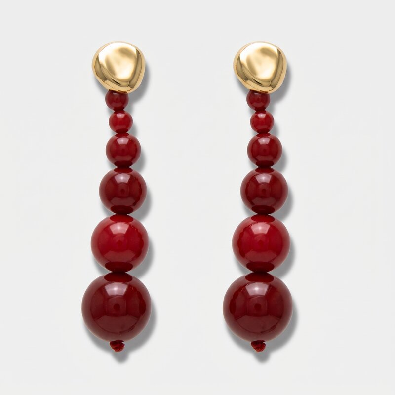 Orecchini in Metallo sfere graduali rosse - BYSIMON gioielli