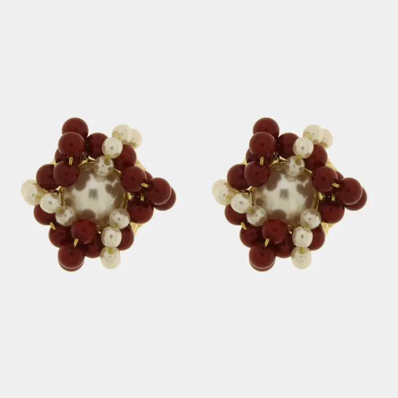 Orecchini in Metallo a lobo con sfere rosse