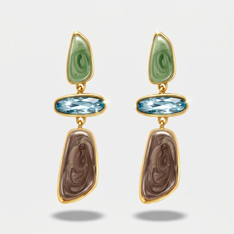 Orecchini in Metallo pendenti con pietre turchesi - BYSIMON gioielli