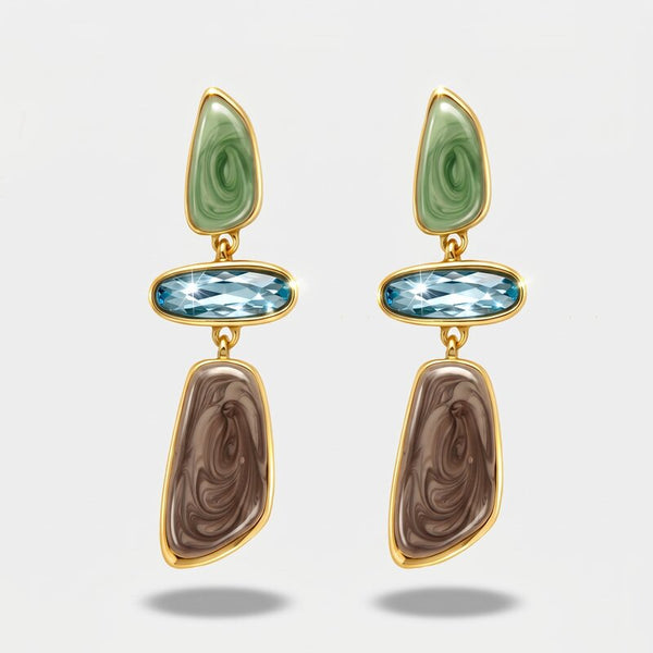 Orecchini in Metallo pendenti con pietre turchesi - BYSIMON gioielli