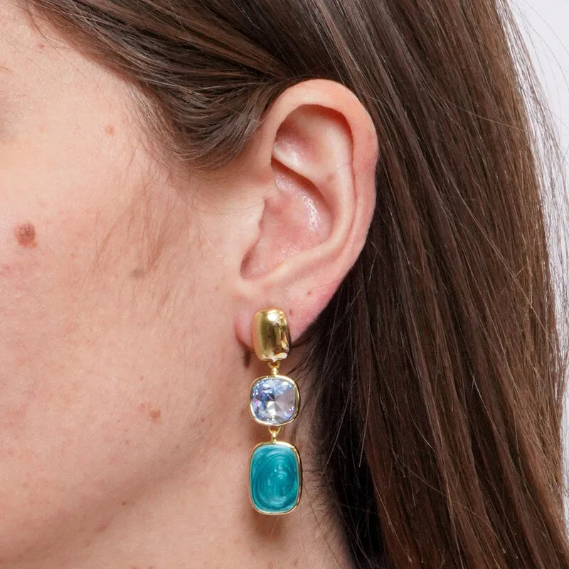 Orecchini in Metallo pendenti con pietre azzurre