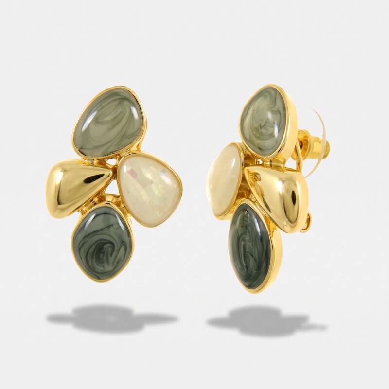Orecchini in Metallo smaltati verde, bianco e grigio - BYSIMON gioielli