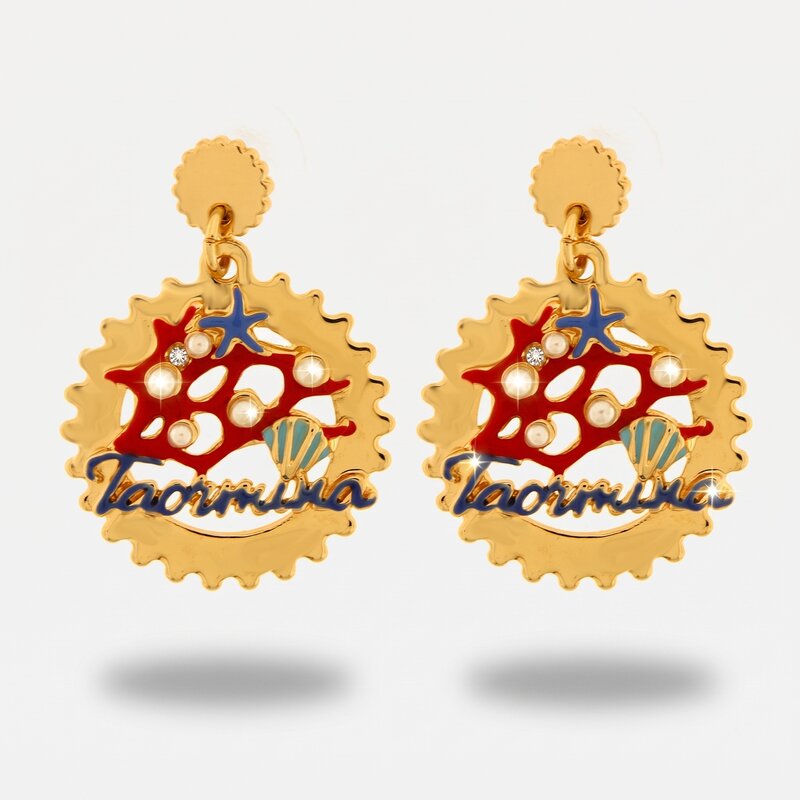 Orecchini in Metallo con scritta Taormina e Design ispirato ai Fondali Marini - BYSIMON gioielli