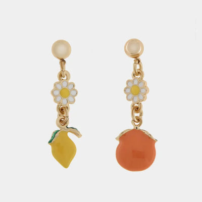 Orecchini con margherite e limone arancio siciliani | gioielli siciliani | BYSIMON