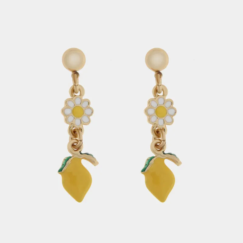 Orecchini in Metallo a forma di limone con margherita SICILY - gioiello BySimon
