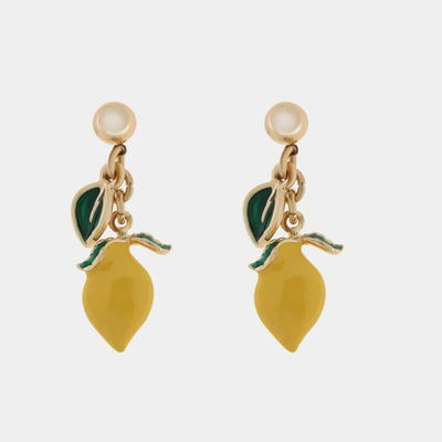 Orecchini con limoni siciliani e foglia verde | gioielli siciliani | BYSIMON