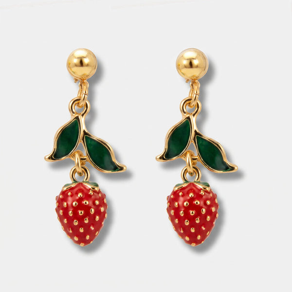 Orecchini con fragole e foglie siciliane | gioielli siciliani | BYSIMON